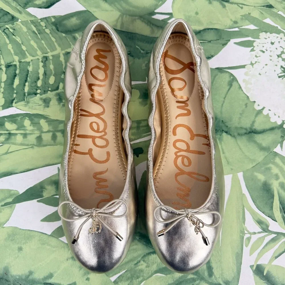 SAM EDELMAN NEW Felicia Jute Metallic Leather Ballet Flat - Picture 3 of 16